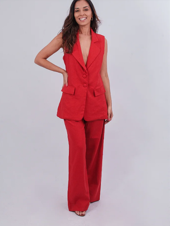 Conjunto Colete Canela & Calça Gardênia