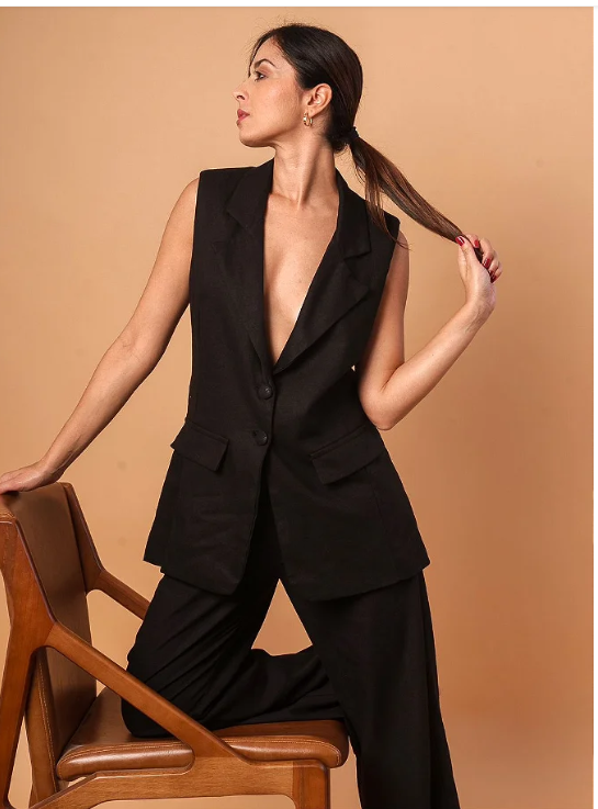 Conjunto Colete Canela & Calça Gardênia