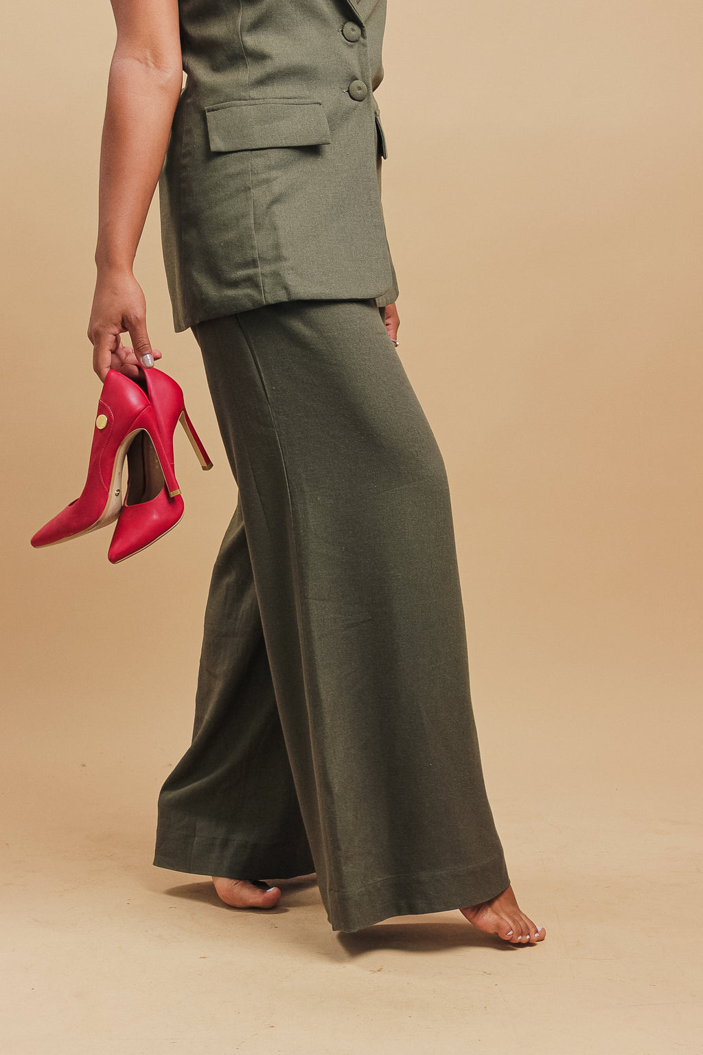 Conjunto Colete Canela & Calça Gardênia