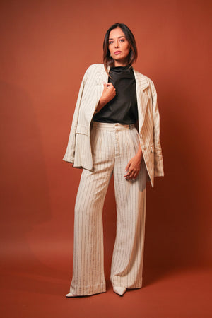Conjunto Gardênia & Cassis - Linho Striped
