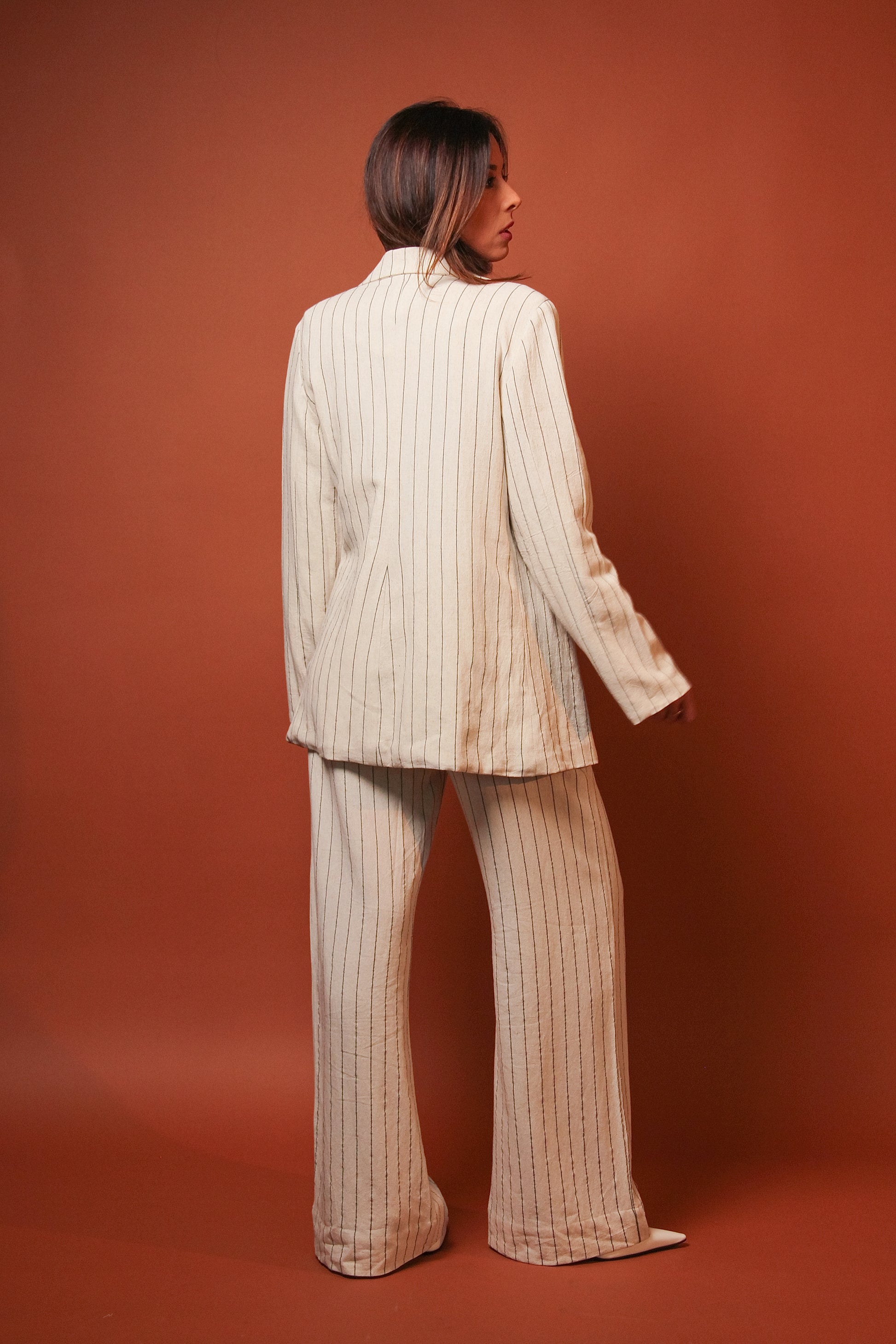 Conjunto Gardênia & Cassis - Linho Striped