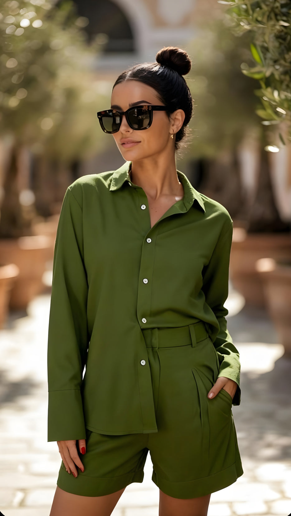 Conjunto Bermuda Jambu e Camisa Amarilis