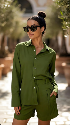 Conjunto Bermuda Jambu e Camisa Amarilis