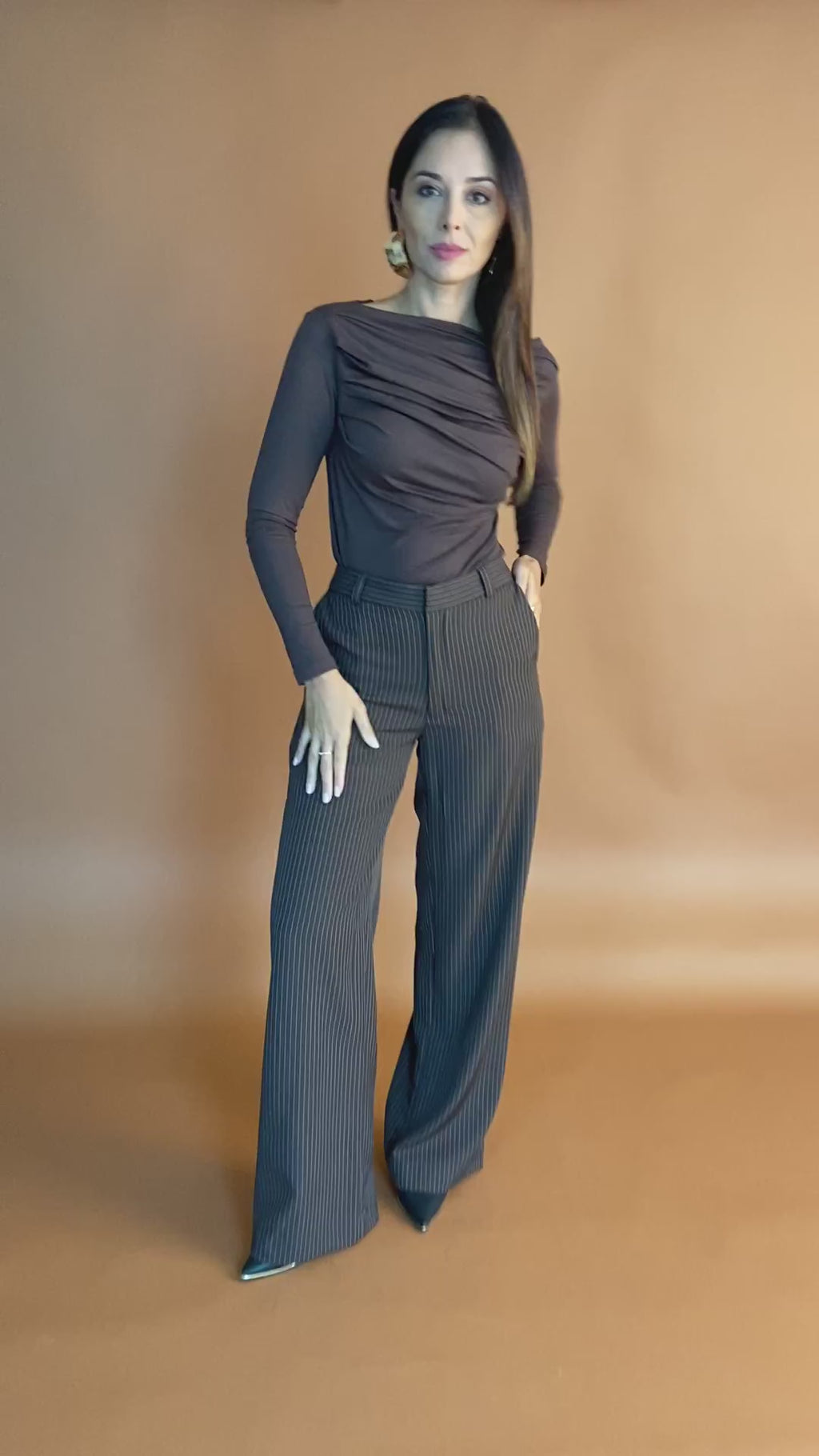 Calça Feminina de Alfaiataria Reta Listrada - Cidra