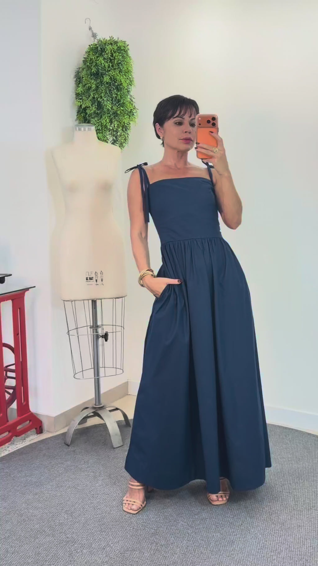 Vestido Longo em Tricoline de Algodão - HORTÊNSIA