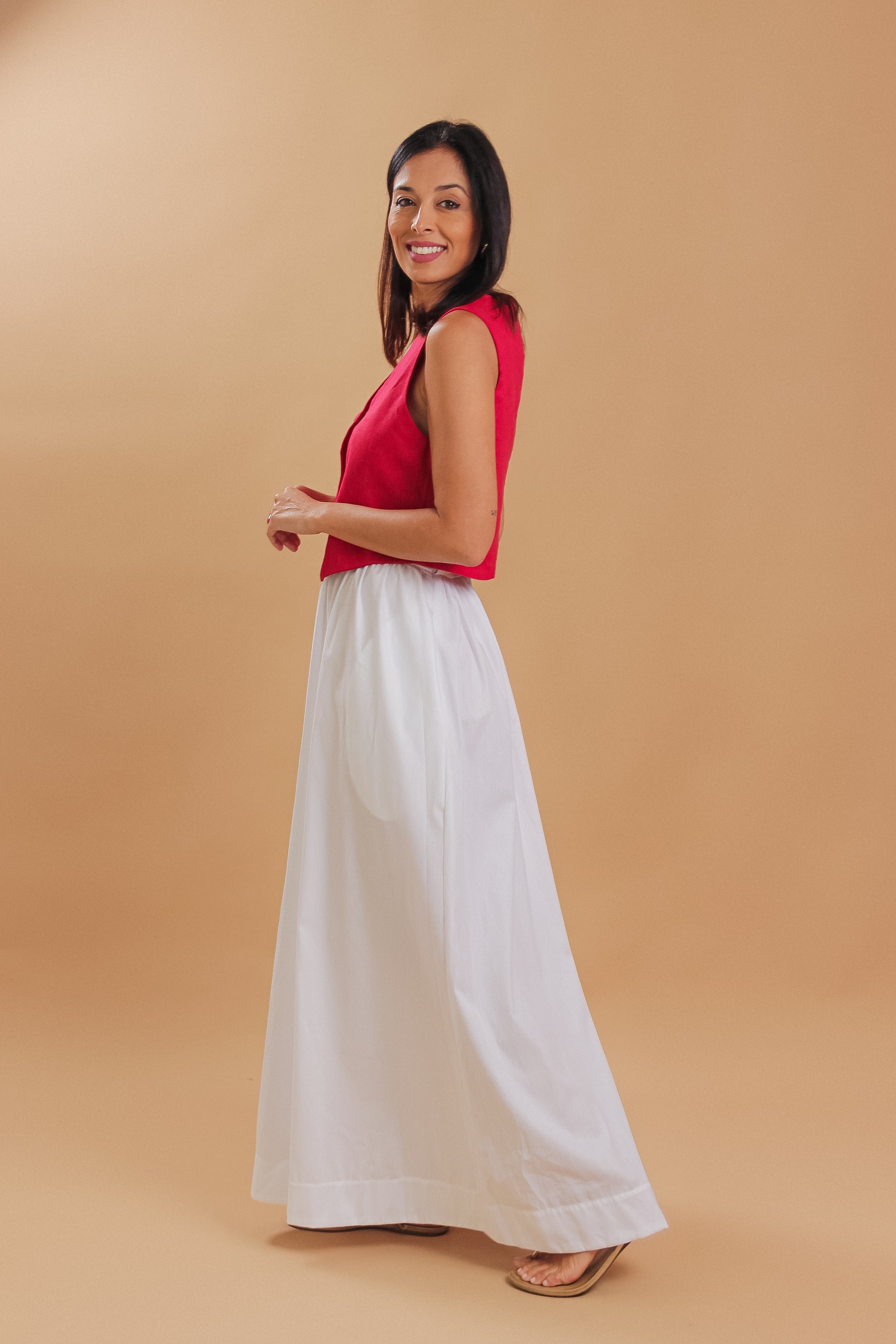 Saia Feminina em Tricoline de Algodão — Flamboyant