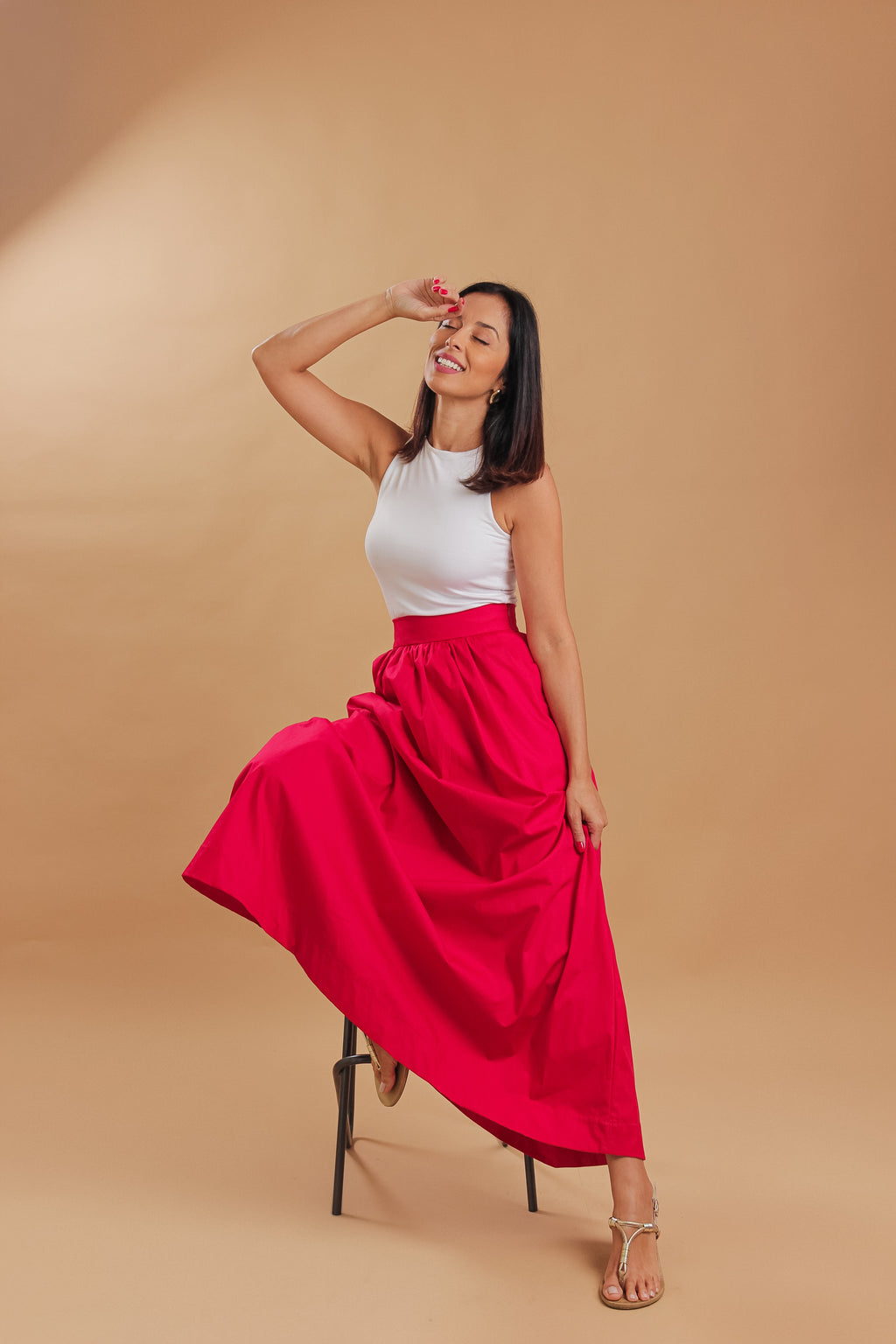 Saia Feminina em Tricoline de Algodão — Flamboyant