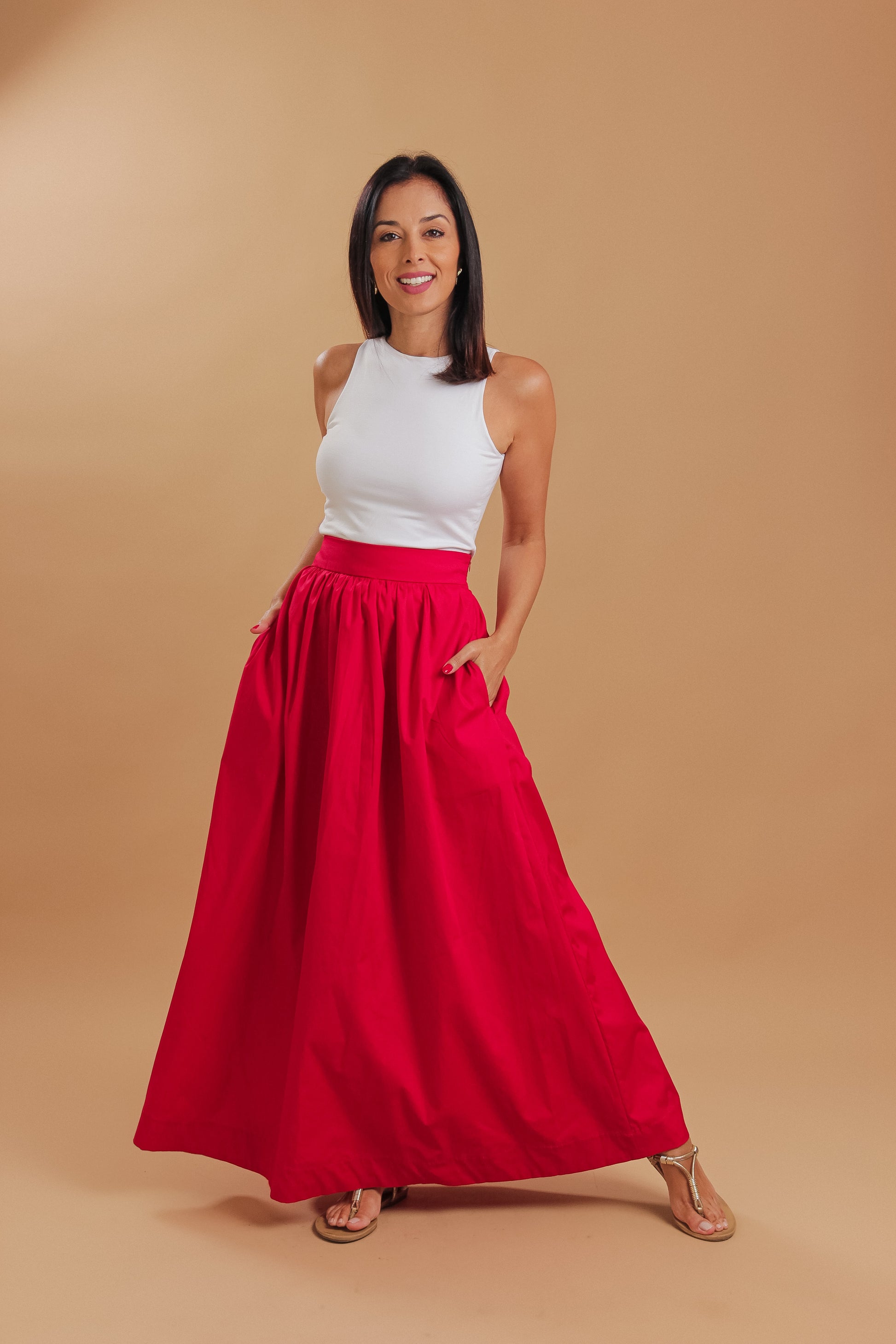 Saia Feminina em Tricoline de Algodão — Flamboyant