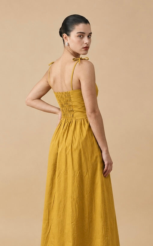 Vestido Longo em Tricoline de Algodão - HORTÊNSIA