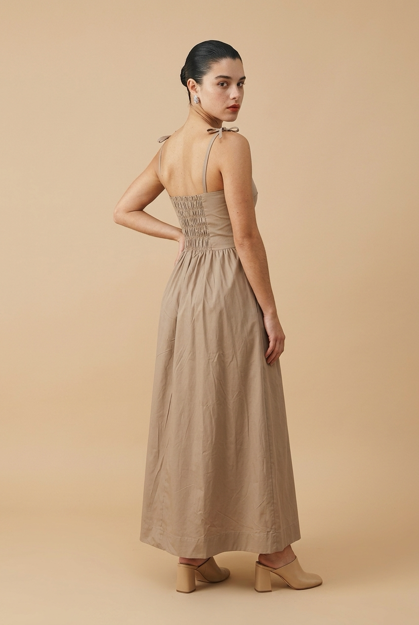 Vestido Longo em Tricoline de Algodão - HORTÊNSIA