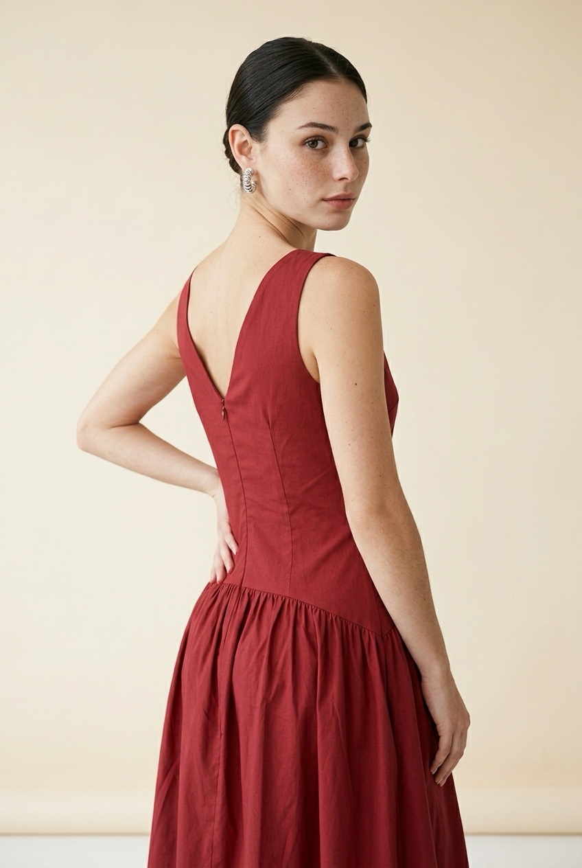 Vestido Midi em Tricoline de Algodão - ACÁCIA