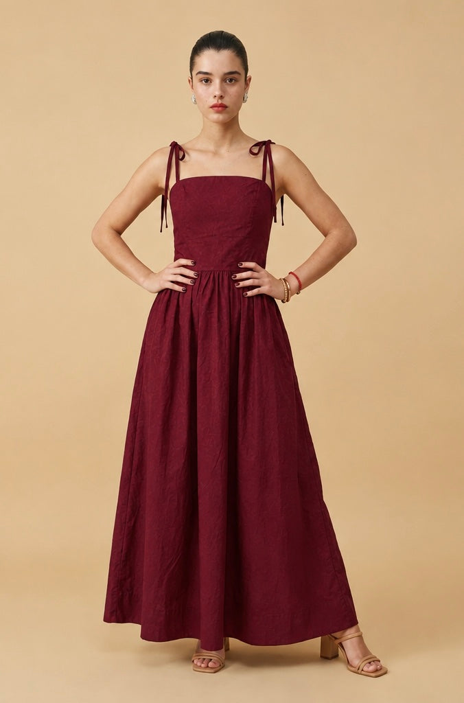 Vestido Longo em Tricoline de Algodão - HORTÊNSIA