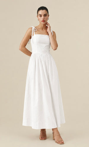 Vestido Longo em Tricoline de Algodão - HORTÊNSIA