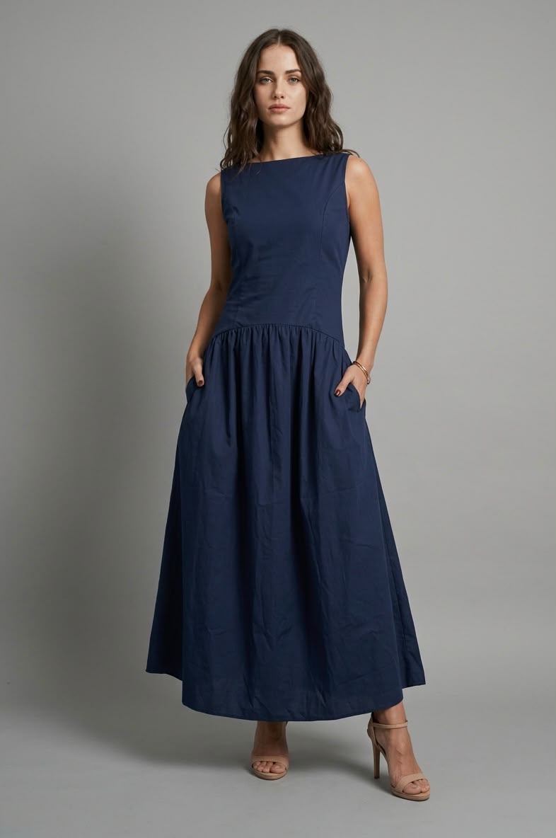 Vestido Midi em Tricoline de Algodão - Acácia