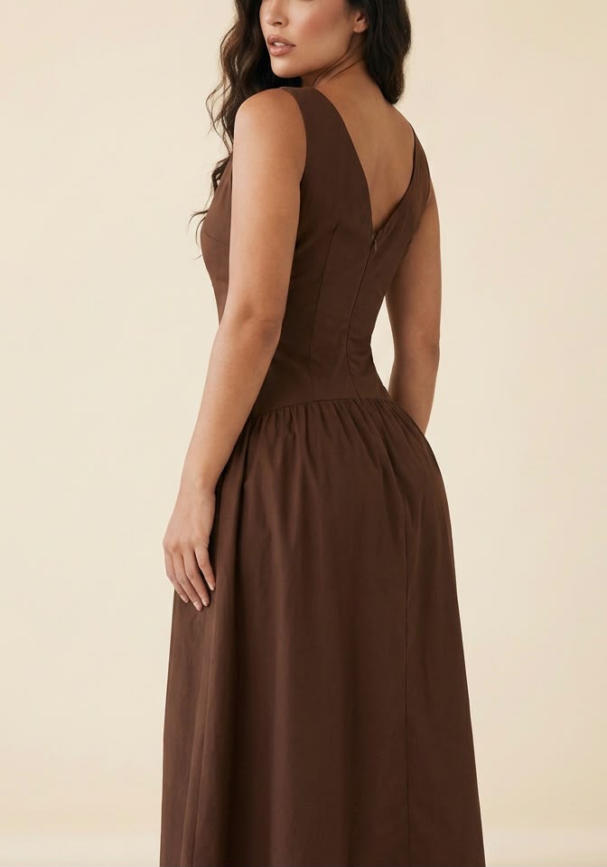 Vestido Midi em Tricoline de Algodão - Acácia