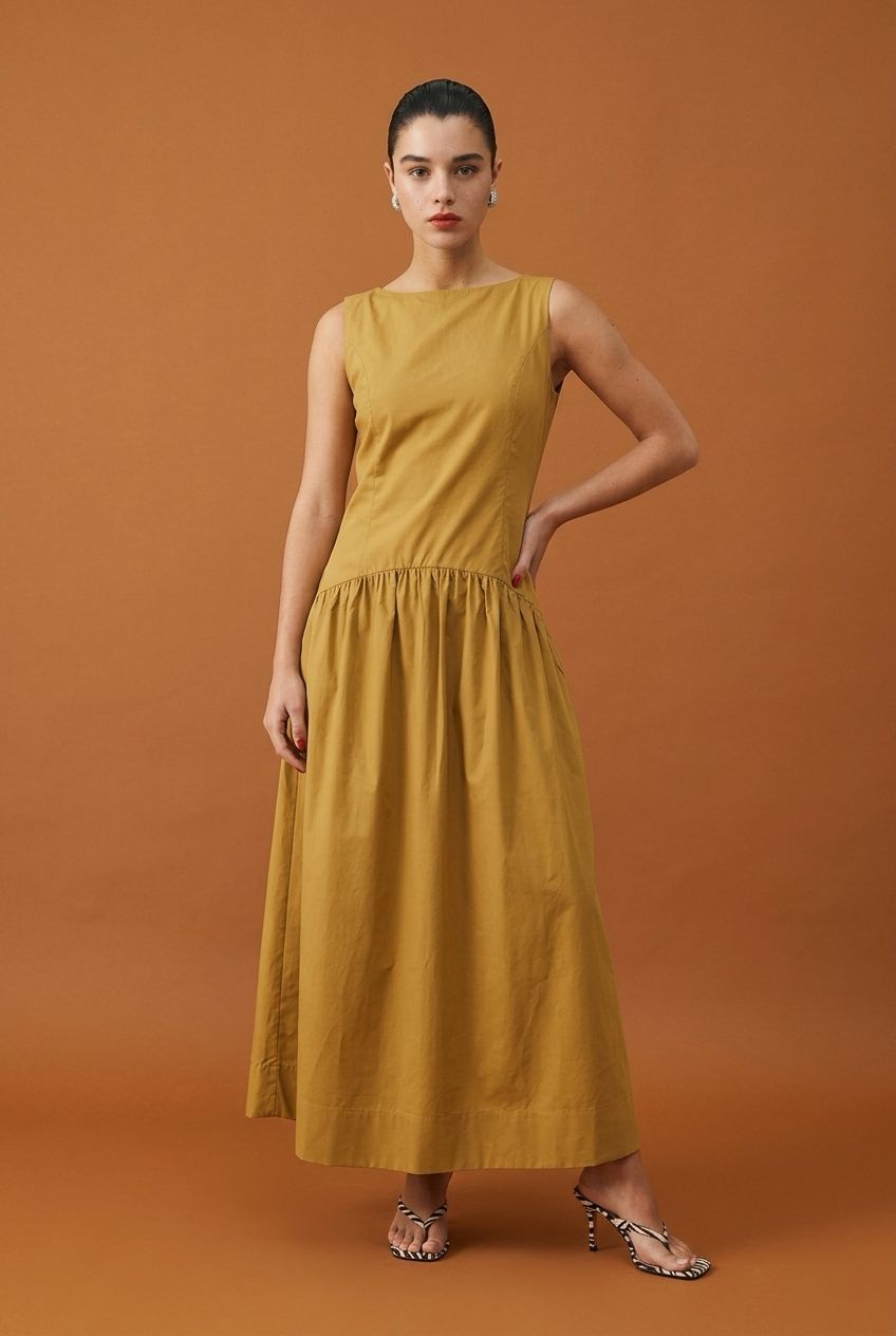 Vestido Midi em Tricoline de Algodão - Acácia