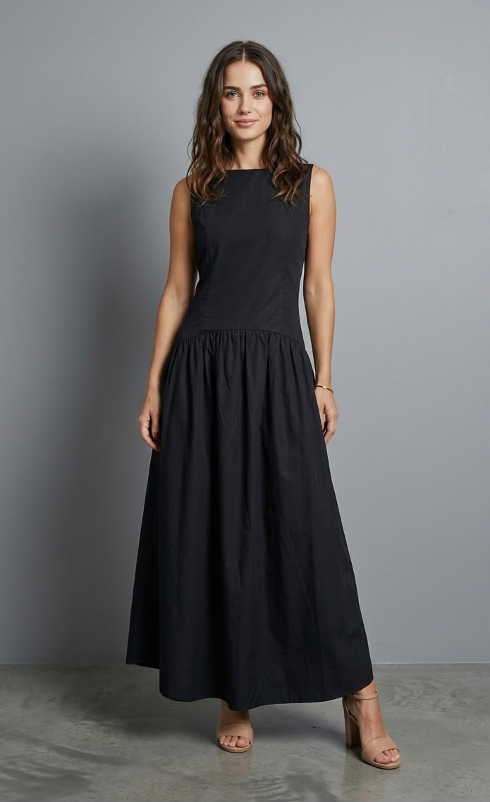 Vestido Midi em Tricoline de Algodão - Acácia