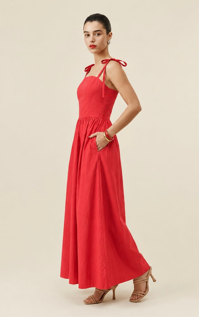 Vestido Longo em Tricoline de Algodão - HORTÊNSIA